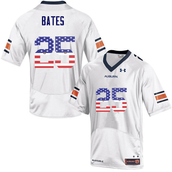 Auburn Tigers Men's Daren Bates #25 White Under Armour Stitched College USA Flag Fashion NCAA Authentic Football Jersey GYZ3774GW